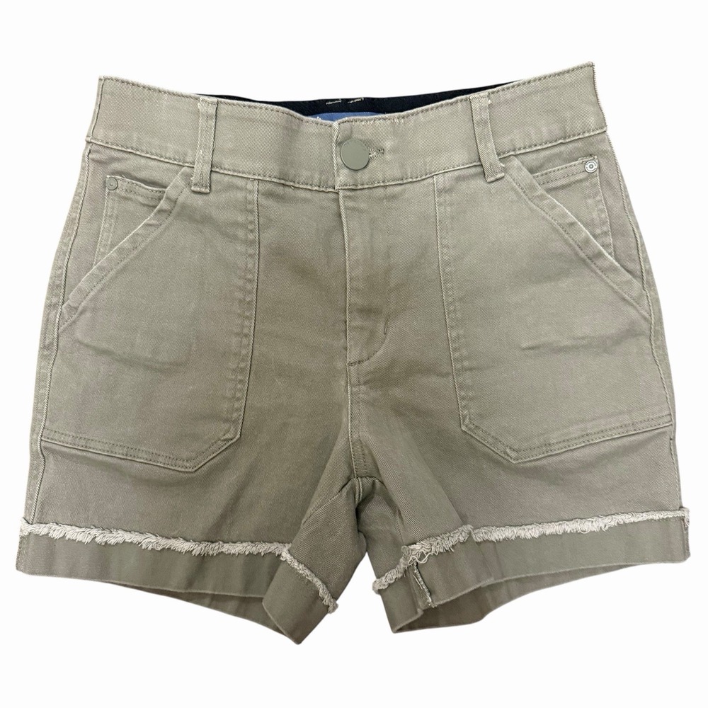 Democracy Jeans Women's Ab Solution High Rise Utility Shorts Stretch Green 10